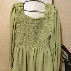 SHEIN Olive Smocked Blouse